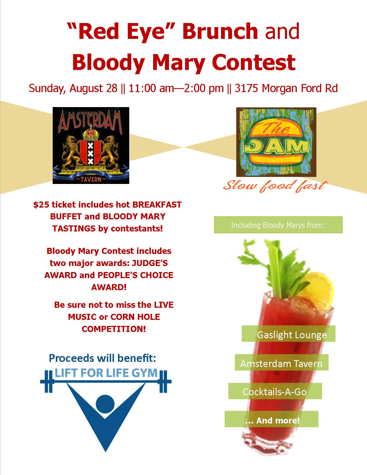 "Red Eye" Brunch & Bloody Mary Contest Lift For Life Gym